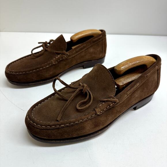 EXCELLENT Carmina x Epaulet Snuff Brown Suede String Loafers Hand Grade 7.5 - Picture 5 of 12